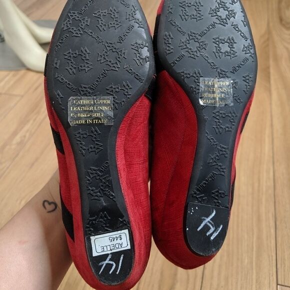 RON White - red suede flat shoes black straps - Picture 2 of 8